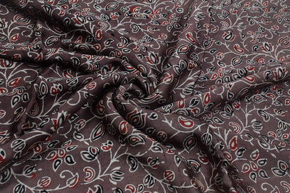 Ajrakh Modal Silk Natural Dye Hand Block Print Unstitched Kurta Fabric   3.00 Mtr Length  -  SKU : AI17102M