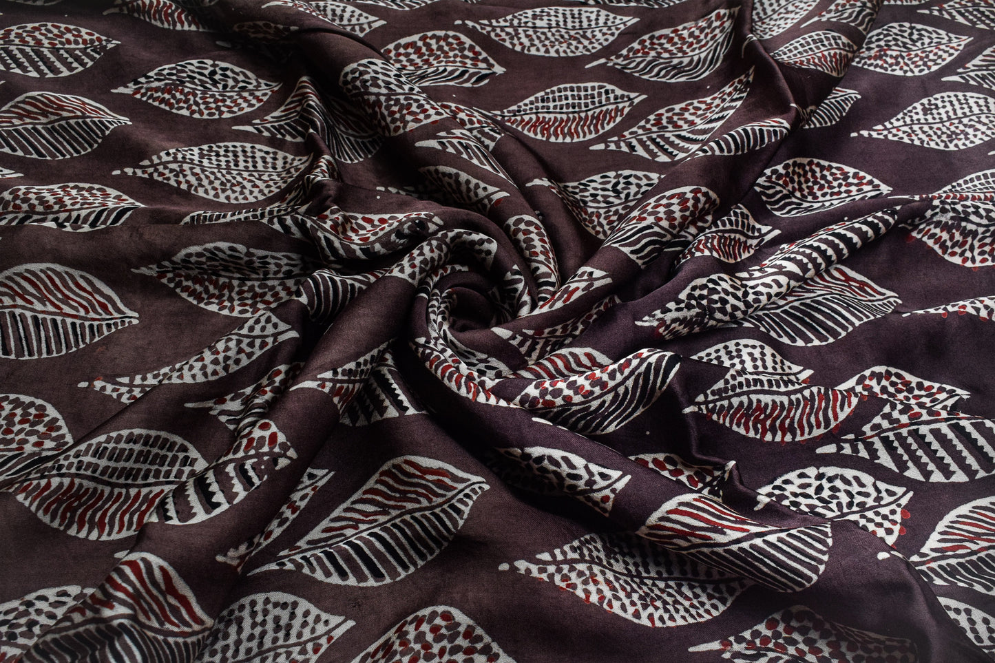 Ajrakh Modal Silk Natural Dye Hand Block Print Unstitched Kurta Fabric   3.00 Mtr Length  -  SKU : AI17102U