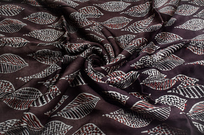 Ajrakh Modal Silk Natural Dye Hand Block Print Unstitched Kurta Fabric   3.00 Mtr Length  -  SKU : AI17102U