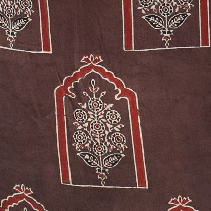 Ajrakh Modal Silk Natural Dye Hand Block Print Unstitched Kurta Fabric  2.50 Mtr Length   -  SKU : AI1710AC