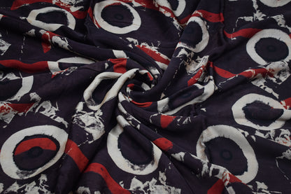 Ajrakh Modal Silk Natural Dye Hand Block Print Unstitched Kurta Fabric  2.50 Mtr Length   -  SKU : AI20101D