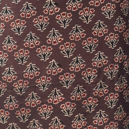 Ajrakh Modal Silk Natural Dye Hand Block Print Unstitched Kurta Fabric  2.50 Mtr Length   -  SKU : AI30101D