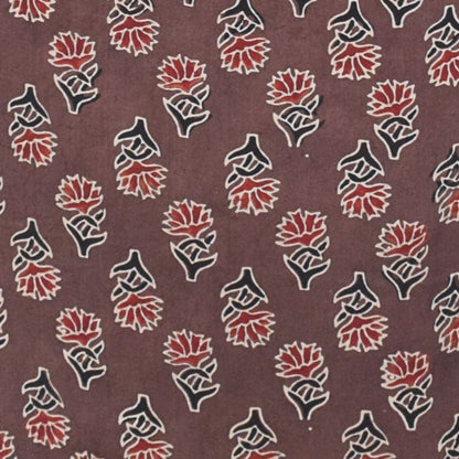 Ajrakh Modal Silk Natural Dye Hand Block Print Unstitched Kurta Fabric  2.50 Mtr Length   -  SKU : AI30101T