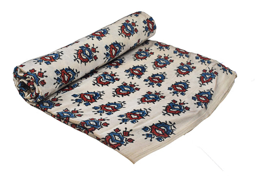 Ajrakh Modal Silk Natural Dye Hand Block Print Unstitched Kurta Fabric  Mtr Length  2.5 Mtr  Length  -  SKU : AI06401C