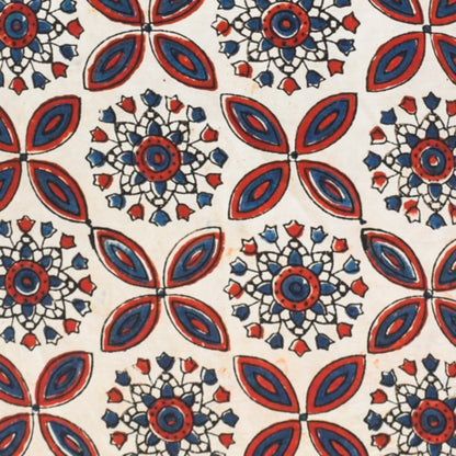 Ajrakh Modal Silk Natural Dye Hand Block Print Unstitched Kurta Fabric  Mtr Length  2.5 Mtr  Length  -  SKU : AI0640AA