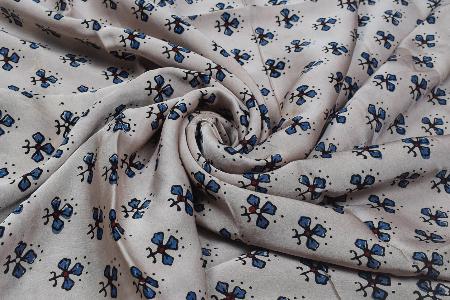 Ajrakh Modal Silk Natural Dye Hand Block Print Unstitched Kurta Fabric   3.00 Mtr Length  -  SKU : AI17102D
