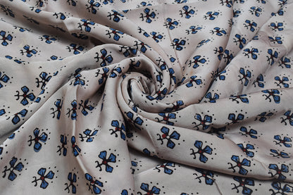 Ajrakh Modal Silk Natural Dye Hand Block Print Unstitched Kurta Fabric   3.00 Mtr Length  -  SKU : AI17102D