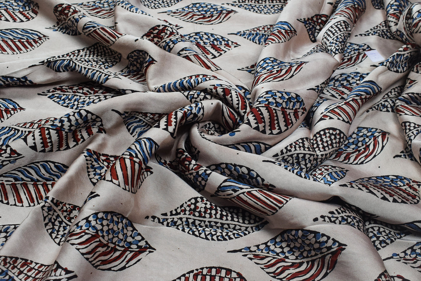 Ajrakh Modal Silk Natural Dye Hand Block Print Unstitched Kurta Fabric   3.00 Mtr Length  -  SKU : AI17102T