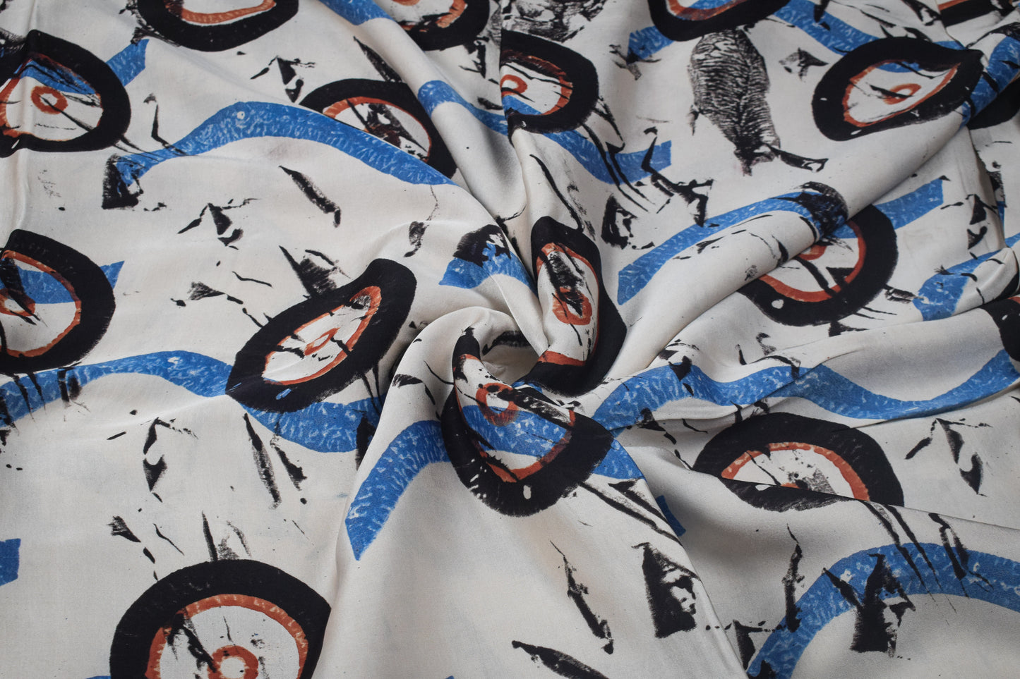 Ajrakh Modal Silk Natural Dye Hand Block Print Unstitched Kurta Fabric  2.50 Mtr Length   -  SKU : AI20101F