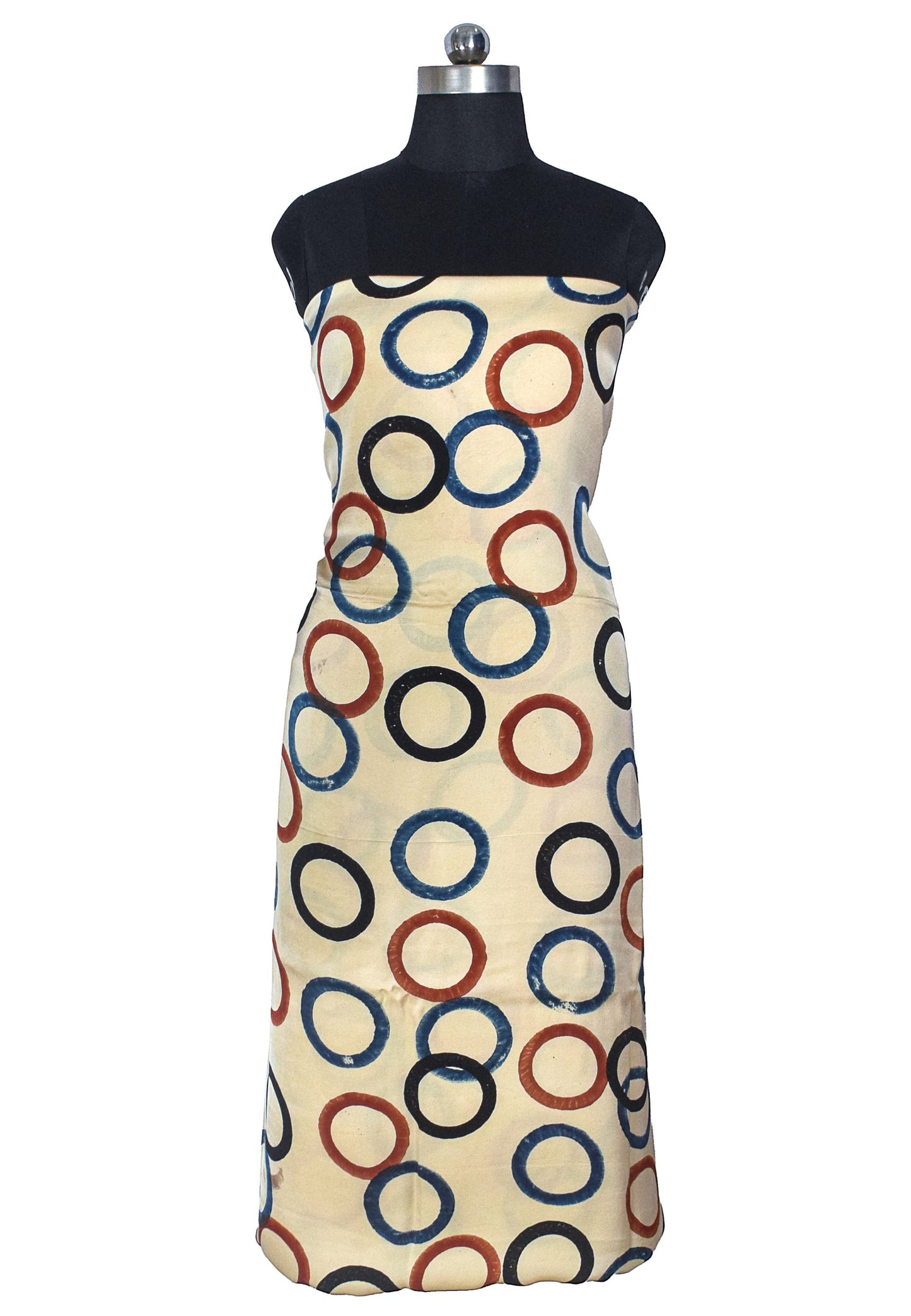 Ajrakh Modal Silk Natural Dye Hand Block Print Unstitched Kurta Fabric  Mtr Length  3 Mtr  Length  -  SKU : AI26903D