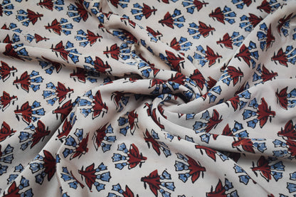 Ajrakh Modal Silk Natural Dye Hand Block Print Unstitched Kurta Fabric  2.50 Mtr Length   -  SKU : AI30101E