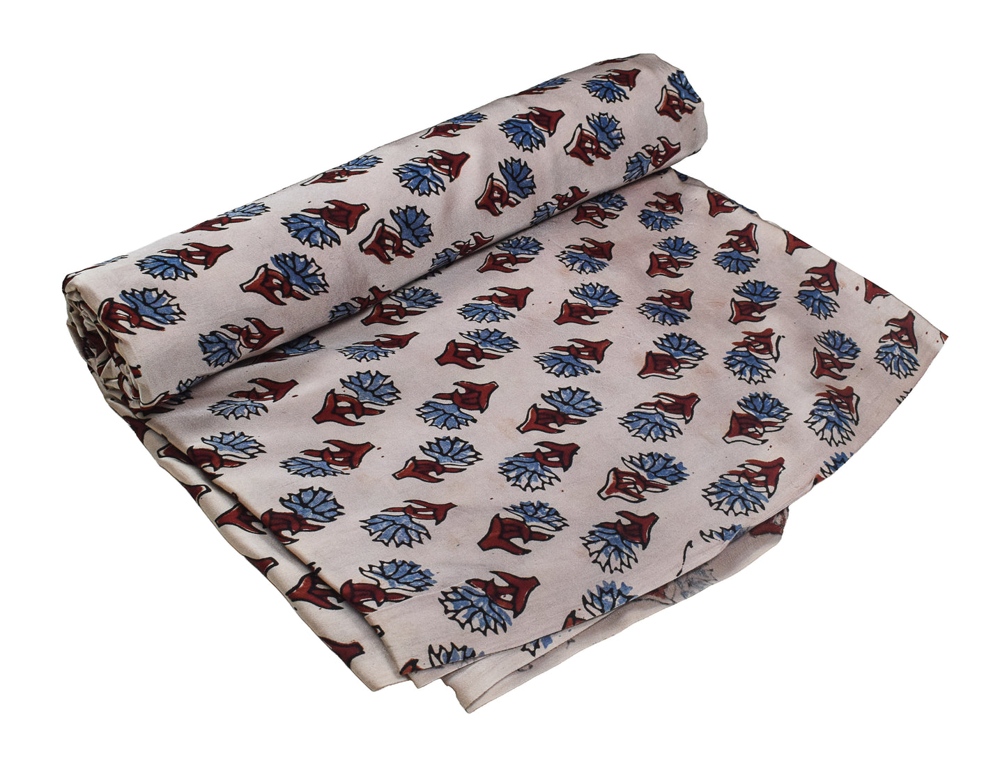 Ajrakh Modal Silk Natural Dye Hand Block Print Unstitched Kurta Fabric  2.50 Mtr Length   -  SKU : AI30101U
