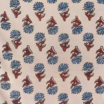 Ajrakh Modal Silk Natural Dye Hand Block Print Unstitched Kurta Fabric  2.50 Mtr Length   -  SKU : AI30101U