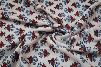 Ajrakh Modal Silk Natural Dye Hand Block Print Unstitched Kurta Fabric   3.00 Mtr Length  -  SKU : AI30102E