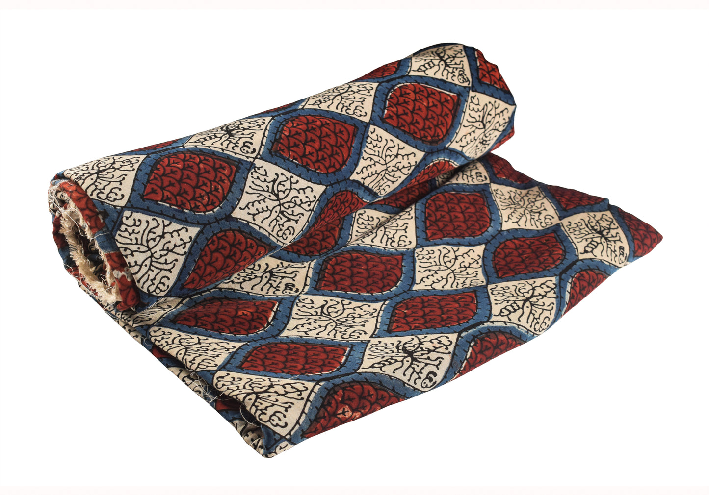 Ajrakh Modal Silk Natural Dye Hand Block Print Unstitched Kurta Fabric   2.5 Mtr  Length  -  SKU : AI22501N