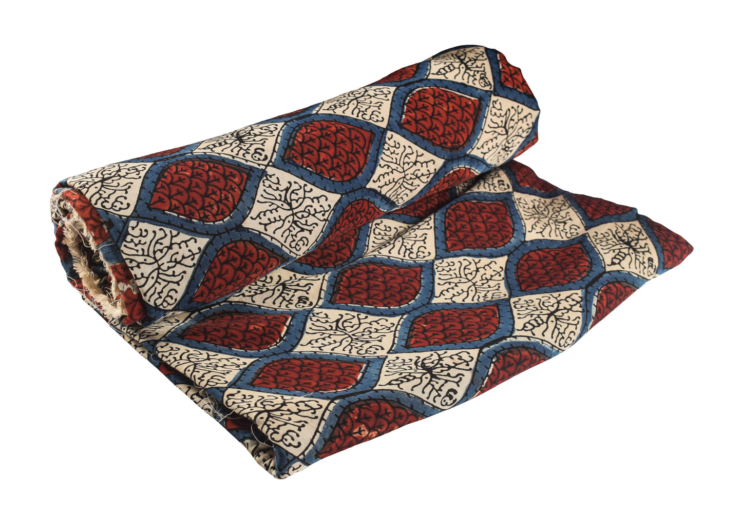 Ajrakh Modal Silk Natural Dye Hand Block Print Unstitched Kurta Fabric   2.5 Mtr  Length  -  SKU : AI22501N