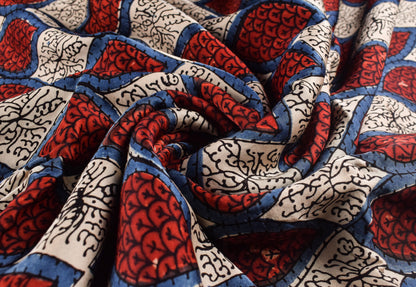 Ajrakh Modal Silk Natural Dye Hand Block Print Unstitched Kurta Fabric   2.5 Mtr  Length  -  SKU : AI22501N