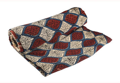 Ajrakh Modal Silk Natural Dye Hand Block Print Unstitched Kurta Fabric   3 Mtr  Length  -  SKU : AI22502N