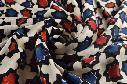 Ajrakh Modal Silk Natural Dye Hand Block Print Unstitched Kurta Fabric   2.5 Mtr  Length  -  SKU : AI2250AD