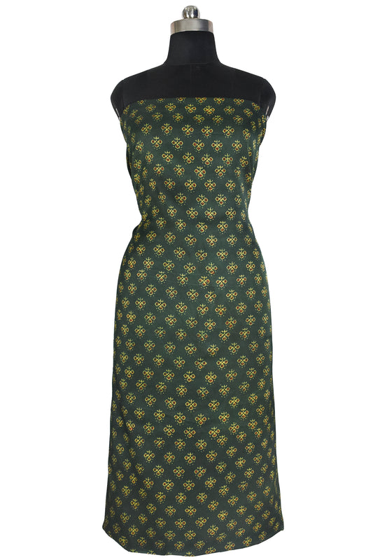 Ajrakh Modal Silk Natural Dye Hand Block Print Unstitched Kurta Fabric   3.00 Mtr Length  -  SKU : AI17102C