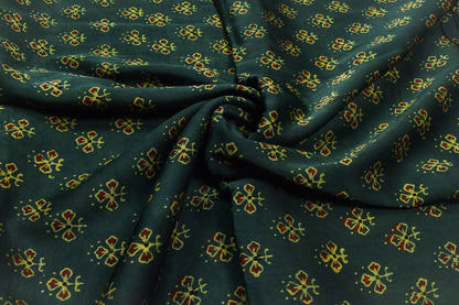 Ajrakh Modal Silk Natural Dye Hand Block Print Unstitched Kurta Fabric  2.50 Mtr Length   -  SKU : AI17101C