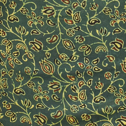 Ajrakh Modal Silk Natural Dye Hand Block Print Unstitched Kurta Fabric  2.50 Mtr Length   -  SKU : AI17101K