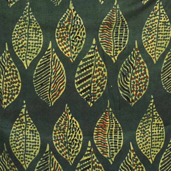 Ajrakh Modal Silk Natural Dye Hand Block Print Unstitched Kurta Fabric  2.50 Mtr Length   -  SKU : AI17101S