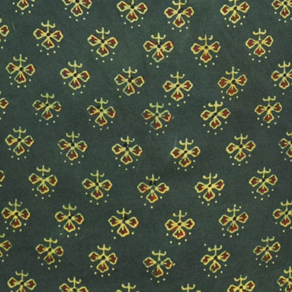 Ajrakh Modal Silk Natural Dye Hand Block Print Unstitched Kurta Fabric   3.00 Mtr Length  -  SKU : AI17102C