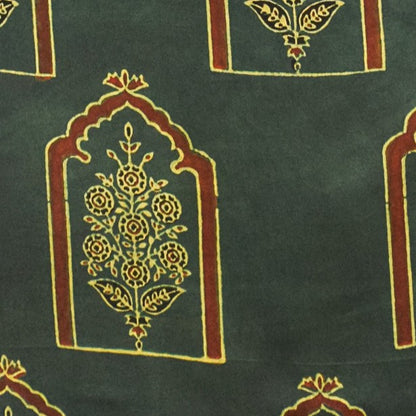 Ajrakh Modal Silk Natural Dye Hand Block Print Unstitched Kurta Fabric  2.50 Mtr Length   -  SKU : AI1710AA