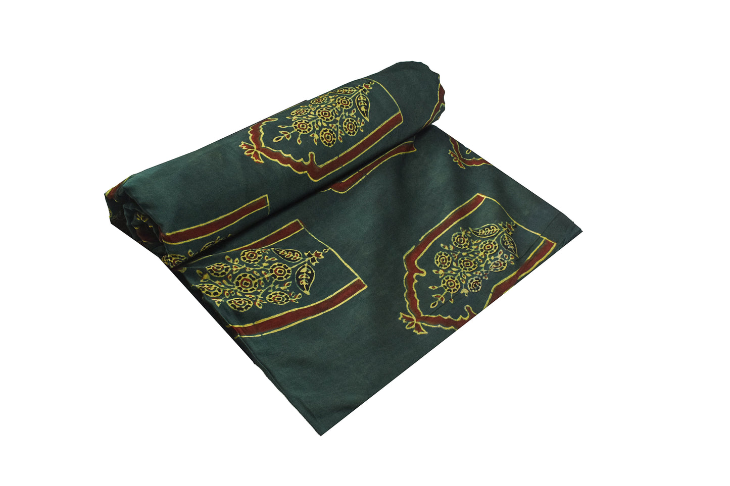 Ajrakh Modal Silk Natural Dye Hand Block Print Unstitched Kurta Fabric   3.00 Mtr Length  -  SKU : AI1710BA