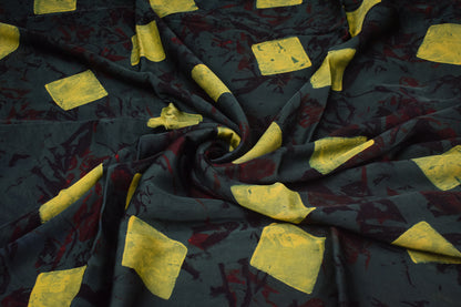 Ajrakh Modal Silk Natural Dye Hand Block Print Unstitched Kurta Fabric  2.50 Mtr Length   -  SKU : AI20101U