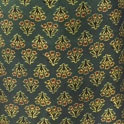 Ajrakh Modal Silk Natural Dye Hand Block Print Unstitched Kurta Fabric   3.00 Mtr Length  -  SKU : AI30102H