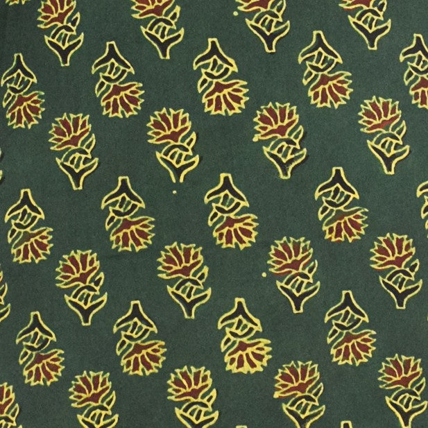 Ajrakh Modal Silk Natural Dye Hand Block Print Unstitched Kurta Fabric   3.00 Mtr Length  -  SKU : AI30102X