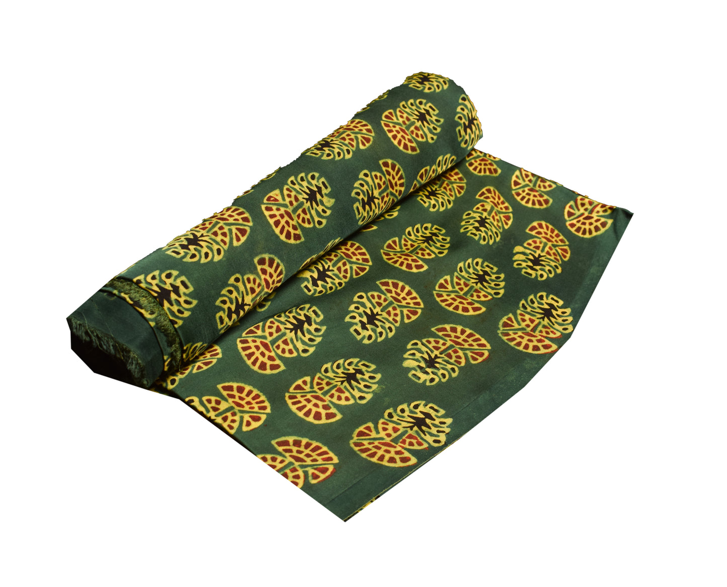 Ajrakh Modal Silk Natural Dye Hand Block Print Fabric    2.5 Mtr  Length  -  SKU : ID21902G