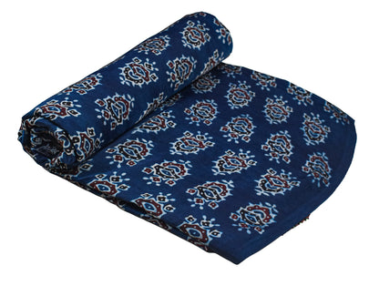 Ajrakh Modal Silk Natural Dye Hand Block Print Unstitched Kurta Fabric  Mtr Length  2.5 Mtr  Length  -  SKU : AI06401A