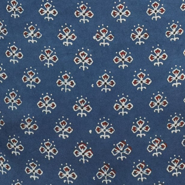 Ajrakh Modal Silk Natural Dye Hand Block Print Unstitched Kurta Fabric  2.50 Mtr Length   -  SKU : AI17101F