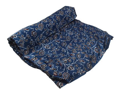 Ajrakh Modal Silk Natural Dye Hand Block Print Unstitched Kurta Fabric  2.50 Mtr Length   -  SKU : AI17101N