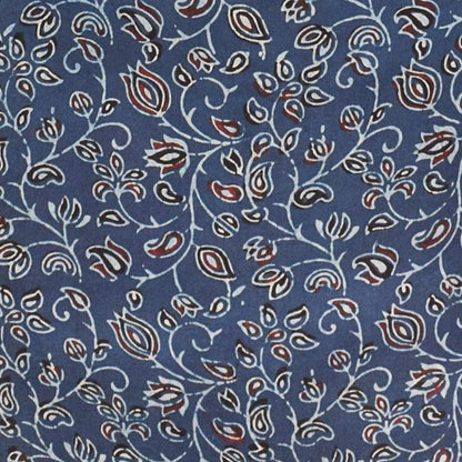 Ajrakh Modal Silk Natural Dye Hand Block Print Unstitched Kurta Fabric  2.50 Mtr Length   -  SKU : AI17101N