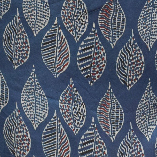 Ajrakh Modal Silk Natural Dye Hand Block Print Unstitched Kurta Fabric  2.50 Mtr  Length  -  SKU : AI17101V