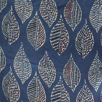 Ajrakh Modal Silk Natural Dye Hand Block Print Unstitched Kurta Fabric  2.50 Mtr  Length  -  SKU : AI17101V