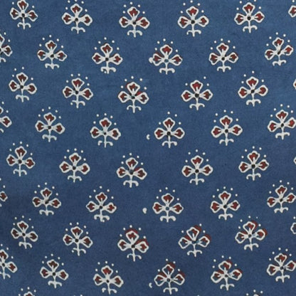 Ajrakh Modal Silk Natural Dye Hand Block Print Unstitched Kurta Fabric   3.00 Mtr Length  -  SKU : AI17102F