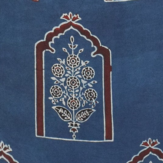 Ajrakh Modal Silk Natural Dye Hand Block Print Unstitched Kurta Fabric   3.00 Mtr Length  -  SKU : AI1710BD