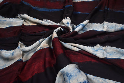 Ajrakh Modal Silk Natural Dye Hand Block Print Unstitched Kurta Fabric  2.50 Mtr Length   -  SKU : AI20101K
