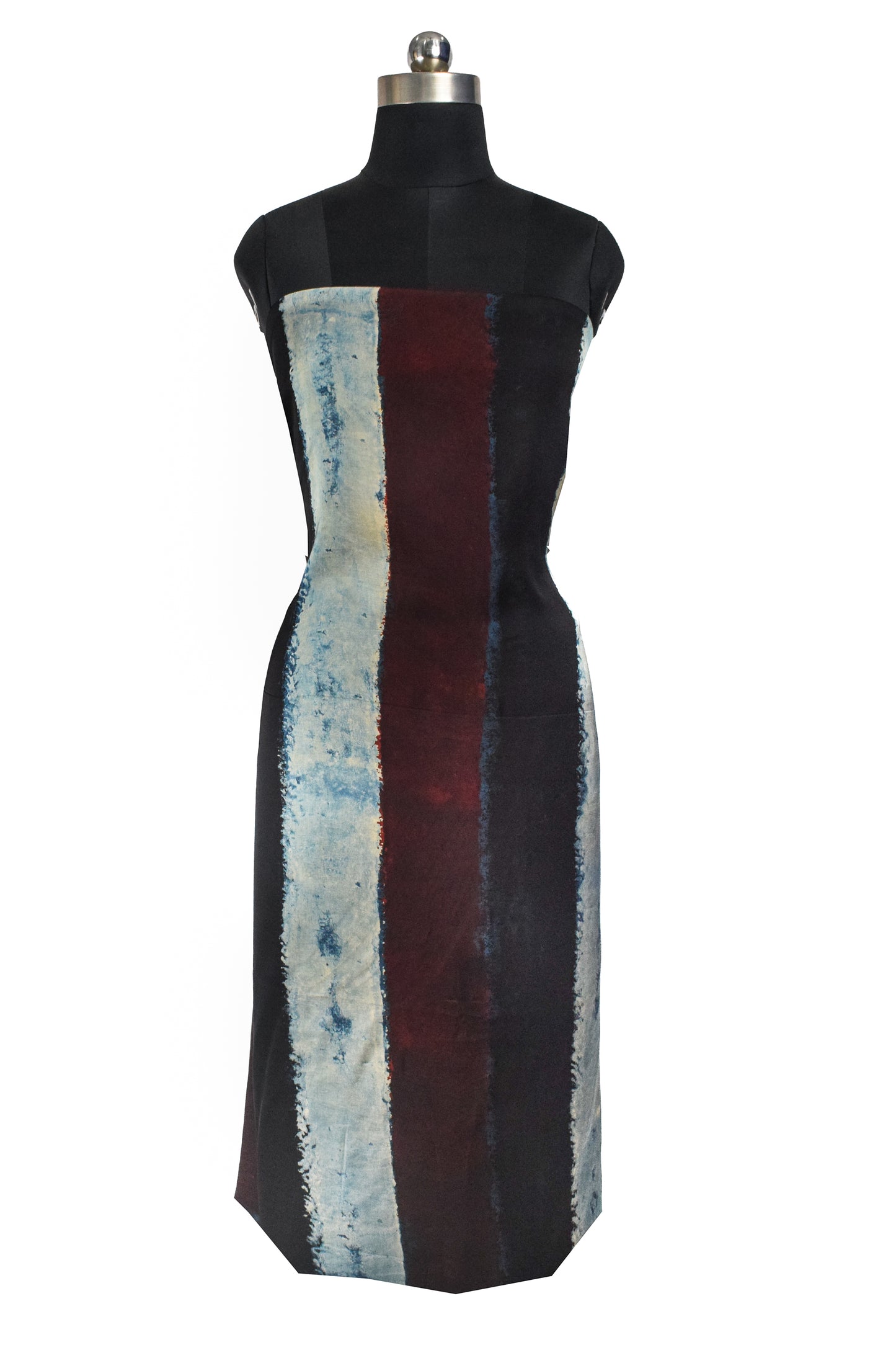 Ajrakh Modal Silk Natural Dye Hand Block Print Unstitched Kurta Fabric   3.00 Mtr Length  -  SKU : AI20102K