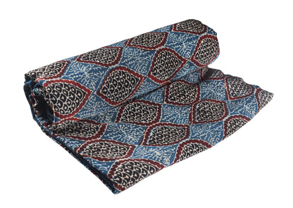 Ajrakh Modal Silk Natural Dye Hand Block Print Unstitched Kurta Fabric   2.5 Mtr  Length  -  SKU : AI22501M