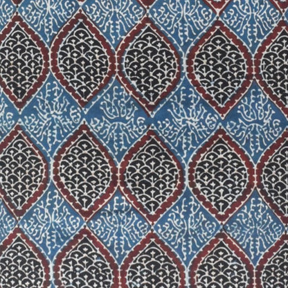 Ajrakh Modal Silk Natural Dye Hand Block Print Unstitched Kurta Fabric   3 Mtr  Length  -  SKU : AI22502M