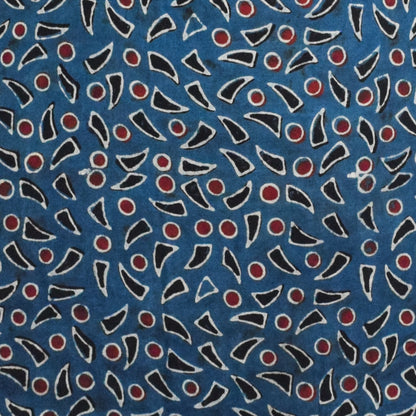 Ajrakh Modal Silk Natural Dye Hand Block Print Unstitched Kurta Fabric   3 Mtr  Length  -  SKU : AI2250BM