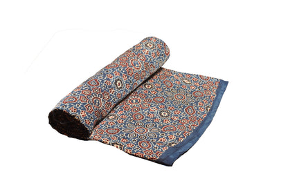 Ajrakh Modal Silk Natural Dye Hand Block Print Unstitched Kurta Fabric    2.5 Mtr  Length  -  SKU : ID24B01T