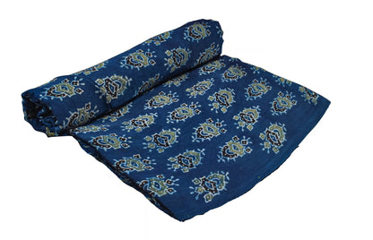 Ajrakh Modal Silk Natural Dye Hand Block Print Unstitched Kurta Fabric  Mtr Length  3 Mtr  Length  -  SKU : AI06402H