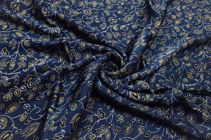 Ajrakh Modal Silk Natural Dye Hand Block Print Unstitched Kurta Fabric  2.50 Mtr  Length  -  SKU : AI17101J